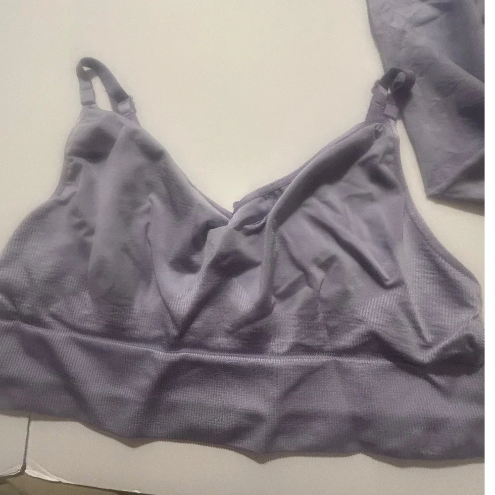 Victoria's Secret PINK Satin Seamless Leggings & Bralette Set Lavender XXL